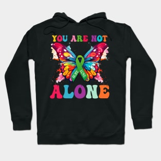 You Are Not Alone Mental Health Awareness Butterfly Ribbon Hoodie